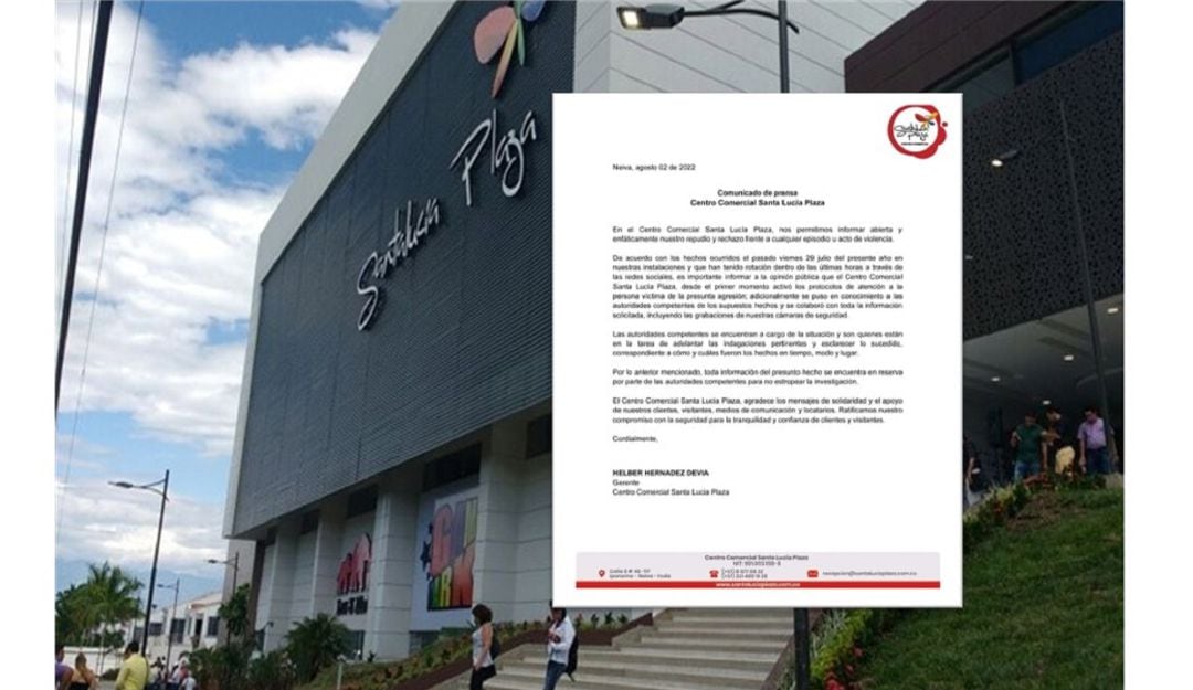 Total hermetismo frente al caso registrado al interior de un centro comercial de la capital huilense. 