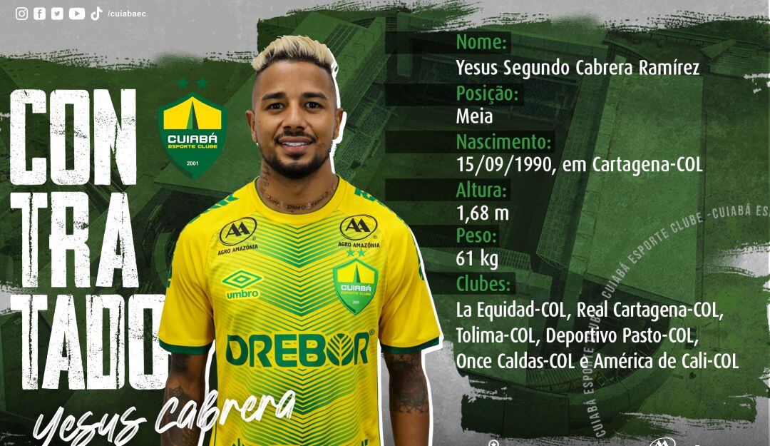 Yesus Cabrera con la imagen de presentación en su nuevo equipo.