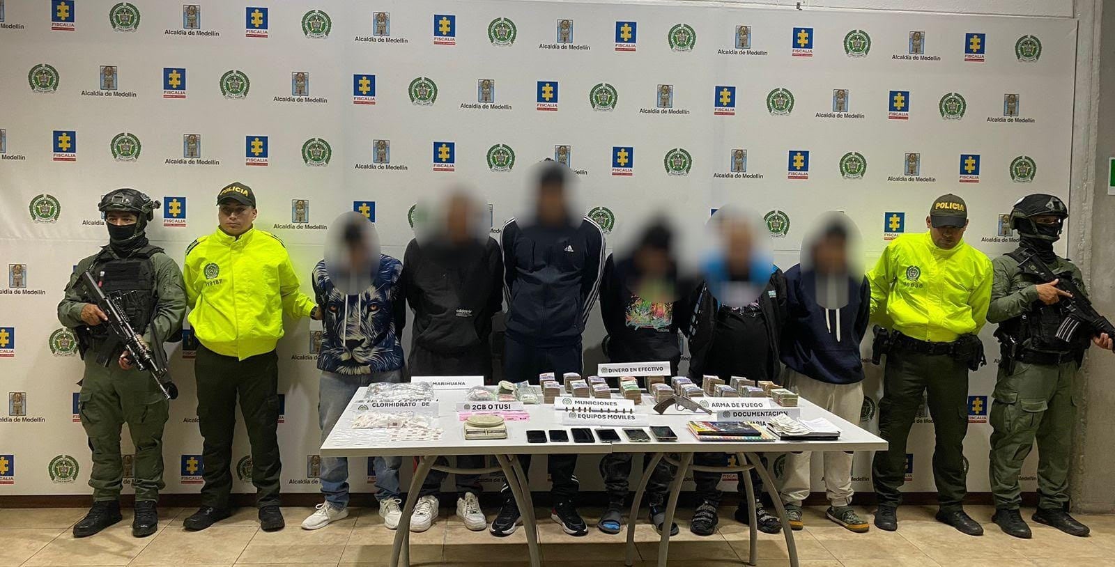 Los capturados fueron dejados a disposición de las autoridades. Foto: Alcaldía de Medellín.