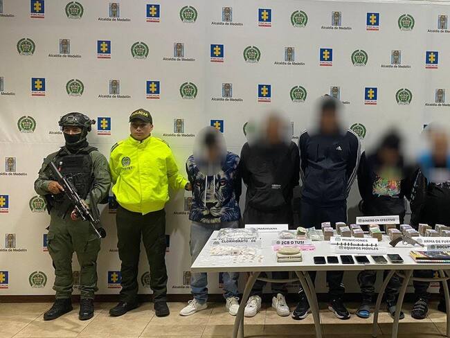Los capturados fueron dejados a disposición de las autoridades. Foto: Alcaldía de Medellín.
