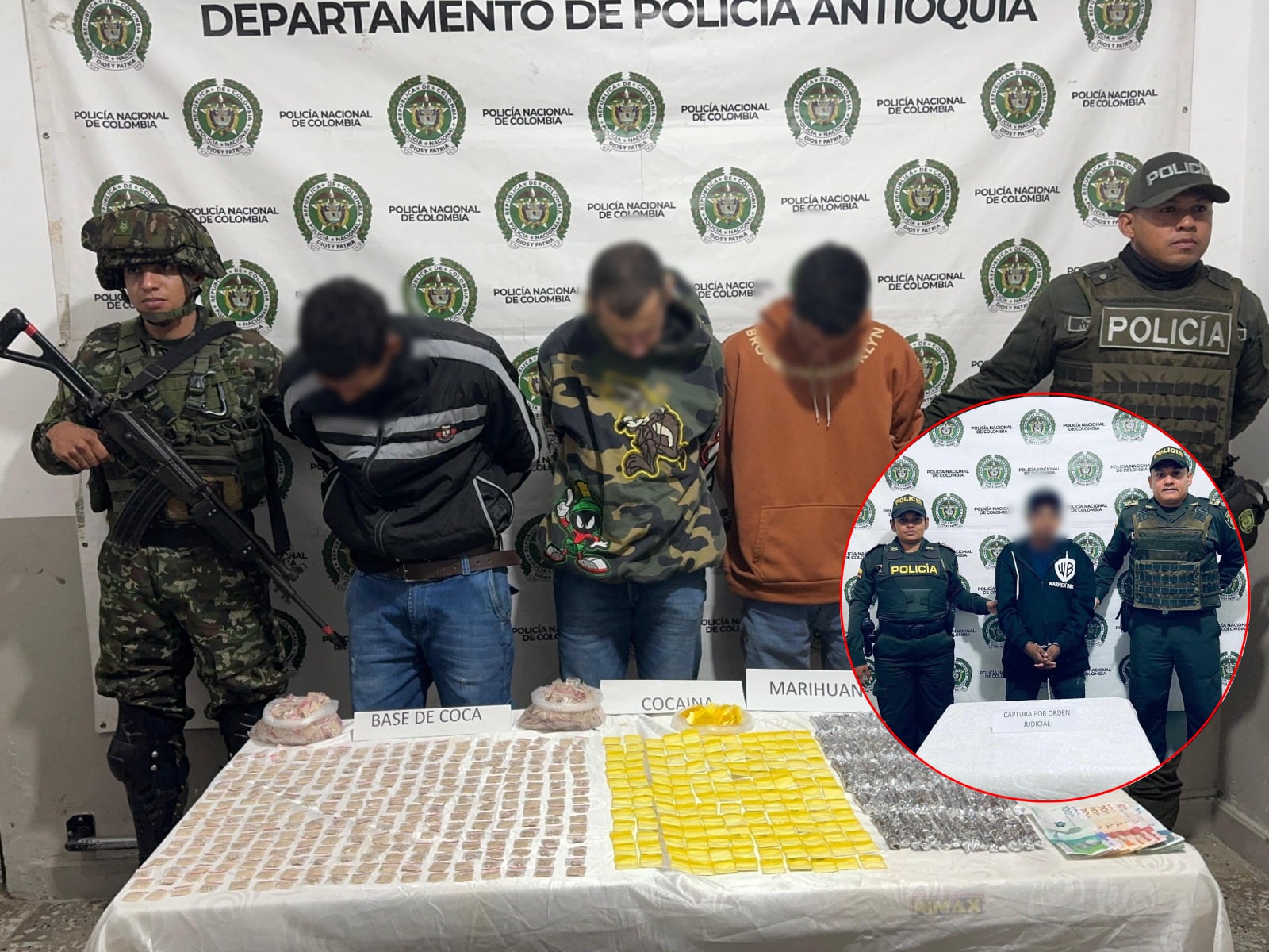 Cuatro capturados dejó intervención policial contra el microtráfico en Don Matías Foto: Policía Nacional