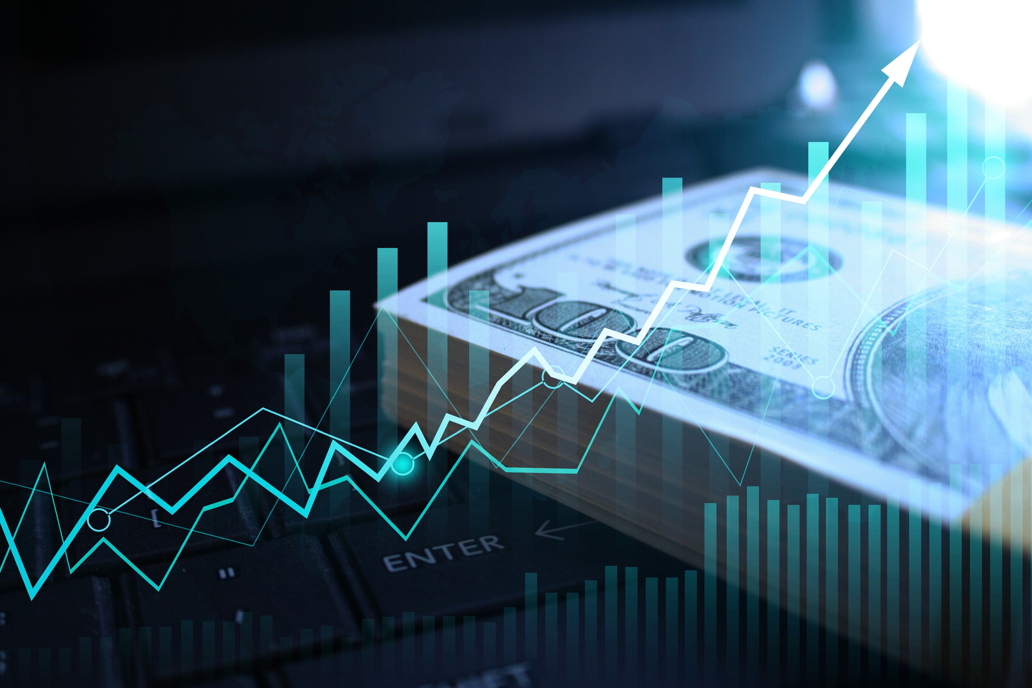 Gráfica del dólar sobre el crecimiento exponencial  (Getty Images)
