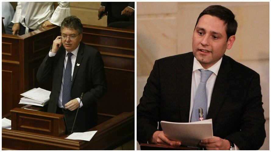 Ministro de Hacienda Mauricio Cárdenas y el presidente del Congreso, Mauricio Lizcano,. Foto: W Radio.