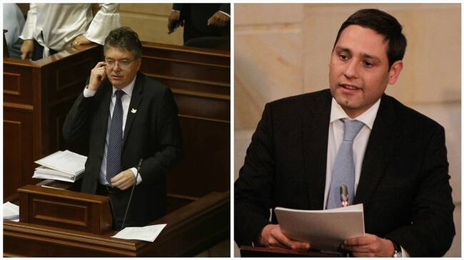 Ministro de Hacienda Mauricio Cárdenas y el presidente del Congreso, Mauricio Lizcano,. Foto: W Radio.