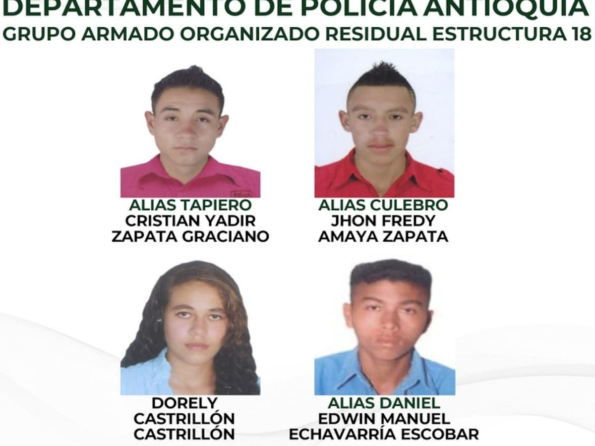 ¿Los conoce? Estos son los cuatro guerrilleros del frente 18 más buscados en Antioquia