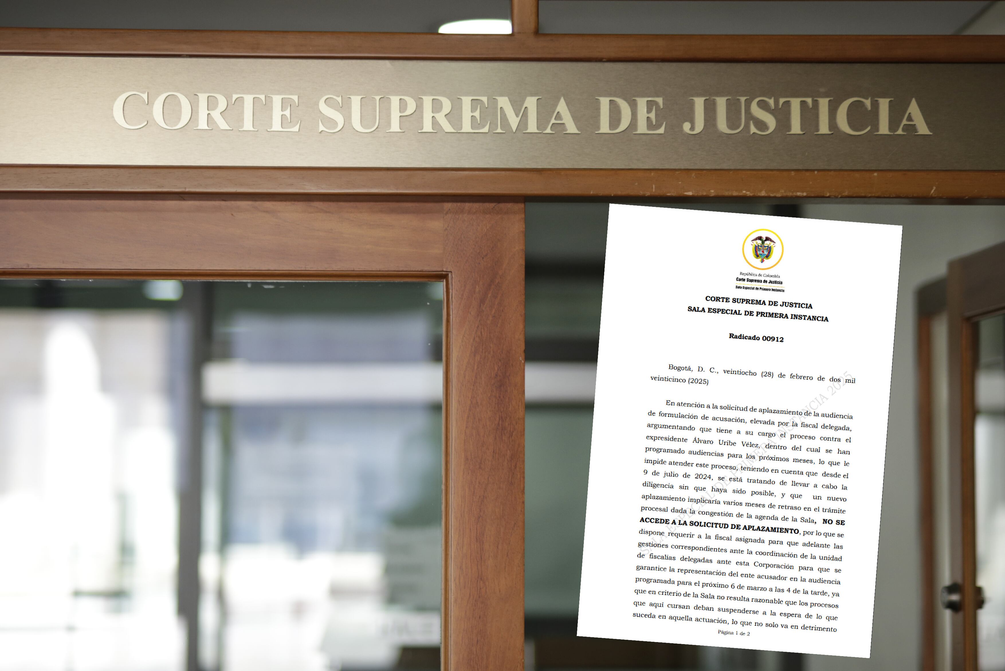 El auto de la Corte que niega aplazamiento a la fiscal del caso Uribe