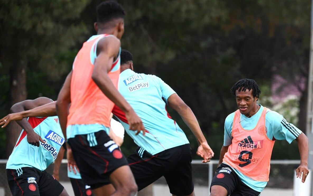 Selección Colombia entrenando en Valencia, España. / @FCFSeleccionCol