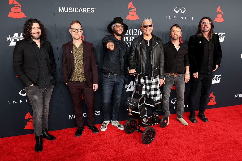 LOS ANGELES, CALIFORNIA - JANUARY 30:  (L-R) Ilan Rubin, Nate Mendel, Rami Jaffee, Pat Smear, Chris Shiflett and Dave Grohl of Foo Fighters attend 2026 MusiCares Person of the Year Honoring Mariah Carey on January 30, 2026 in Los Angeles, California.  (Photo by Matt Winkelmeyer/Getty Images for The Recording Academy)