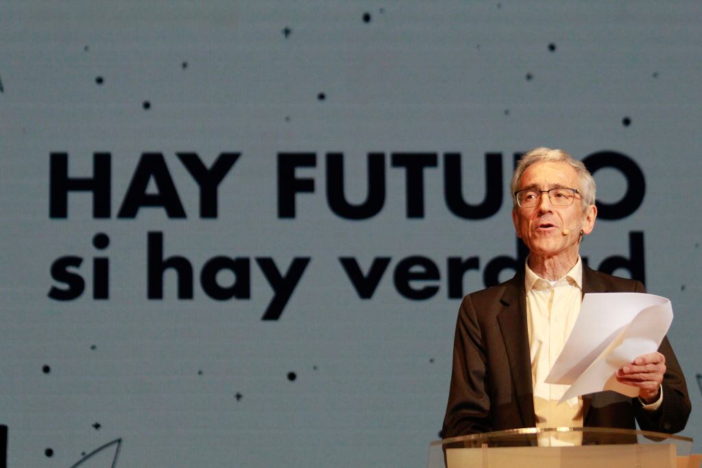 President of the Truth Commission Francisco de Roux gives a speech about the report of the Truth Commission, during the presentation of the final report of the commission, in Bogota, Colombia, June 28, 2022. (Photo by: Mario Toro Quintero/Long Visual Press/Universal Images Group via Getty Images)