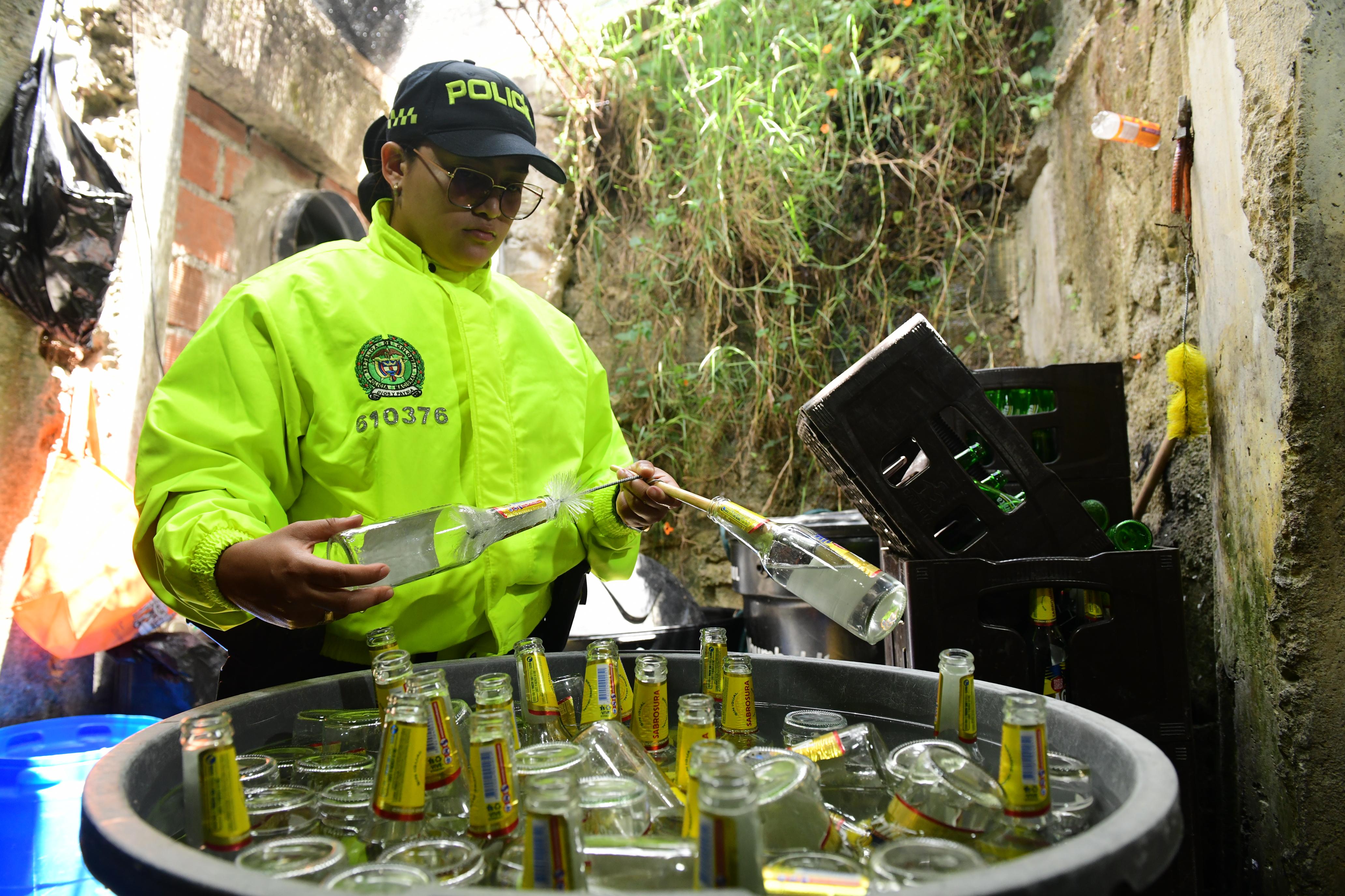 Centro clandestino de adulteración de licor que operaba en Medellín. Foto: Policía Nacional.