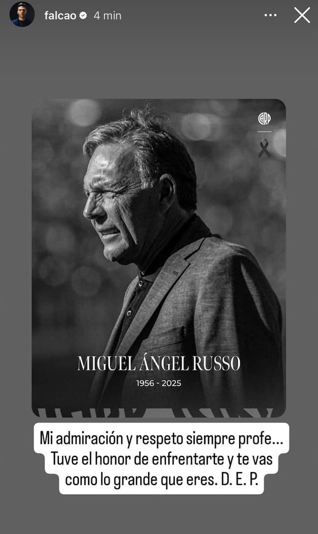 Mensaje de Falcao a Miguel Ángel Russo,