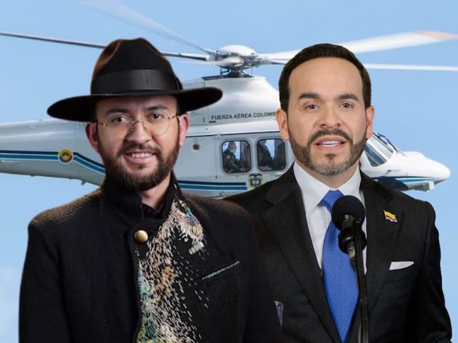 Helicóptero presidencial, José Luis Bohórquez y Abelardo de la Espriella. Fotos: FAC / Cámara de Representantes / Getty Images