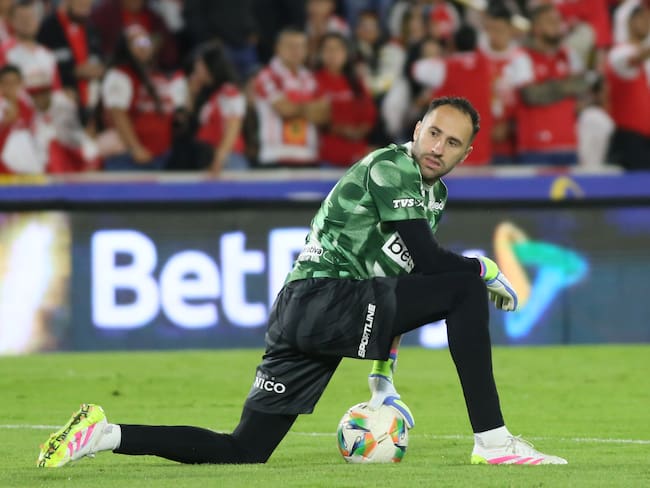 David Ospina plays for Atletico Nacional during the match between Independiente Santa Fe and Atletico Nacional on matchday 4 of the quadrangular semifinals, as part of the BetPlay DIMAYOR I 2025 League, at the Nemesio Camacho El Campin stadium in the capital city. (Photo by Daniel Garzon Herazo/NurPhoto via Getty Images)