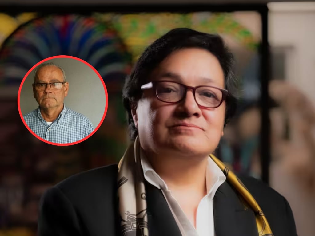 Amelia Pérez y de fondo su pareja, Gregorio Oviedo (Fotos vía Colprensa y 'x' de @gregoriooviedo5)