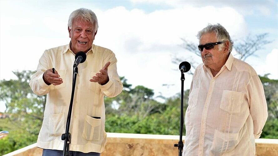 Felipe González y José Mujica. Foto: Presidencia