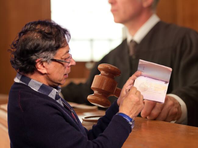 Imagen de referencia. Gustavo Petro con pasaporte: Colprensa / Magistrado: Getty Images.