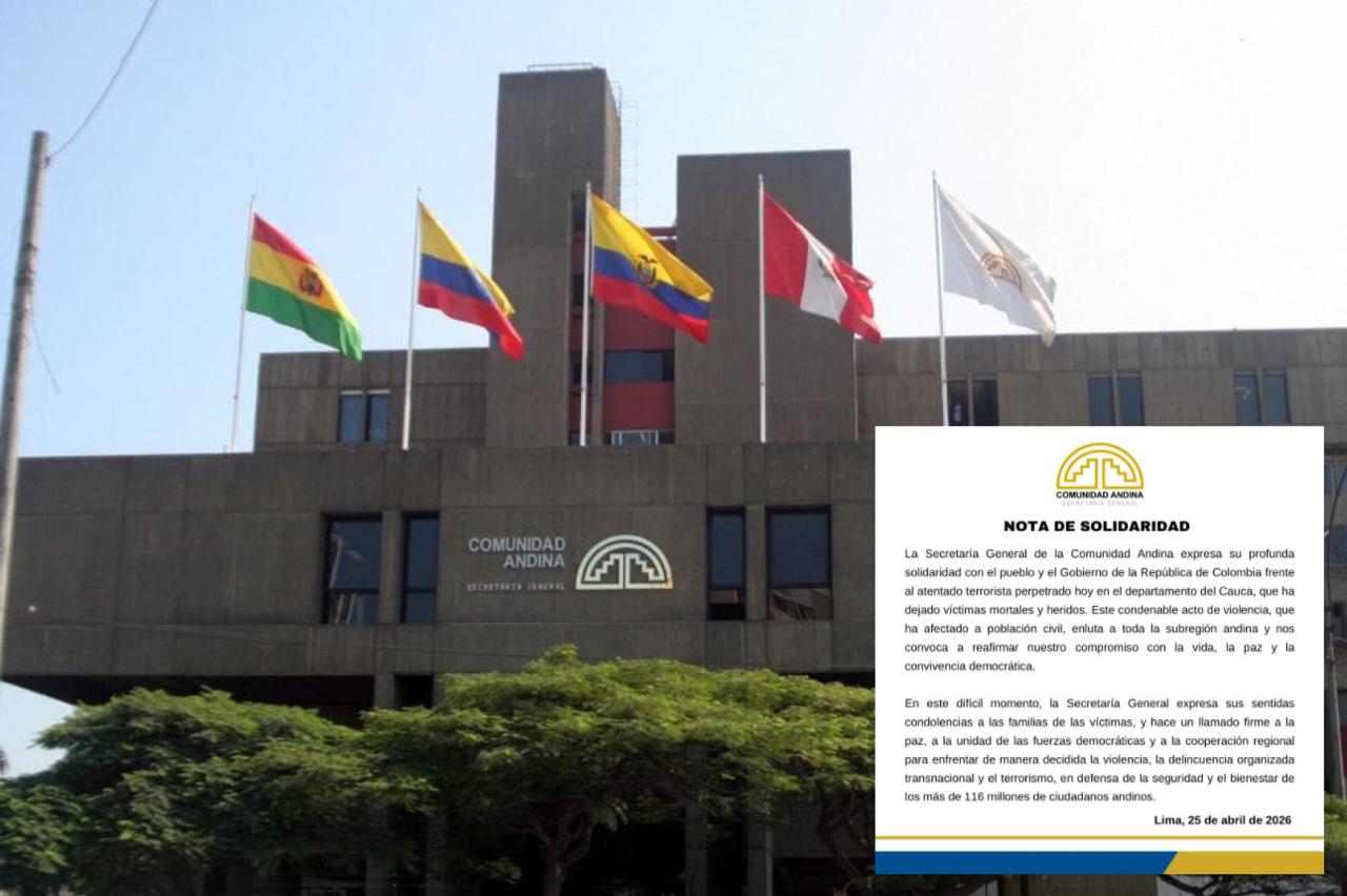 Secretaría General de la Comunidad Andina pide unidad ante atentados terroristas en Colombia.(Foto: cortesía Secretaría General de la Comunidad Andina)