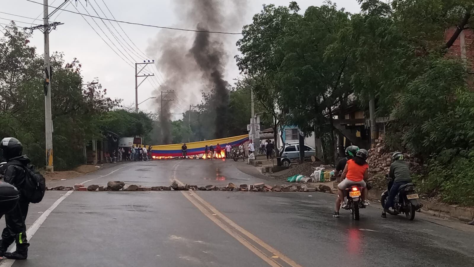 Bloqueos en la vía Cúcuta-El Zulia. / Foto: Cortesía.