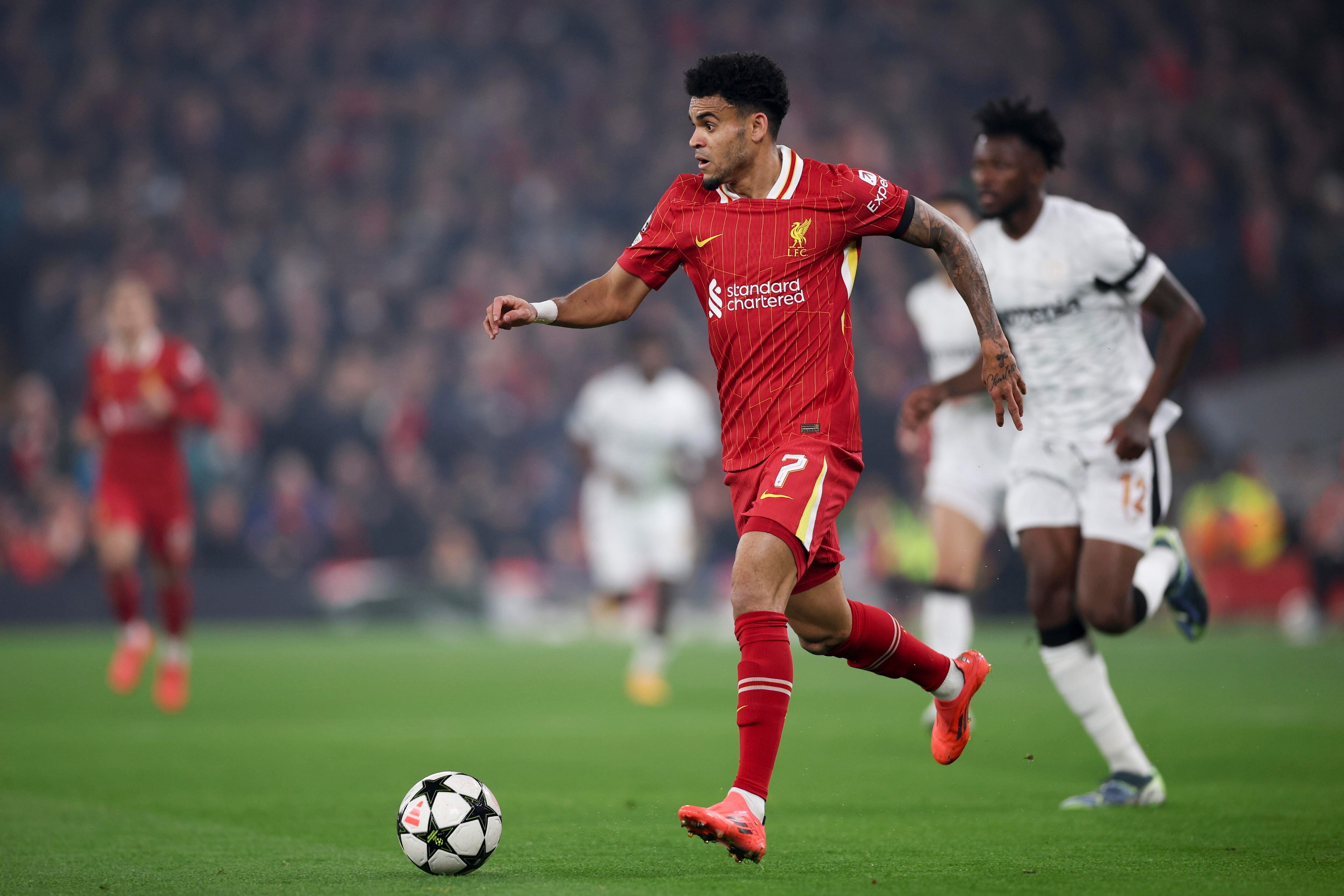 Luis Díaz jugando con el Liverpool. (Liga de Campeones, Reino Unido) EFE/EPA/ADAM VAUGHAN