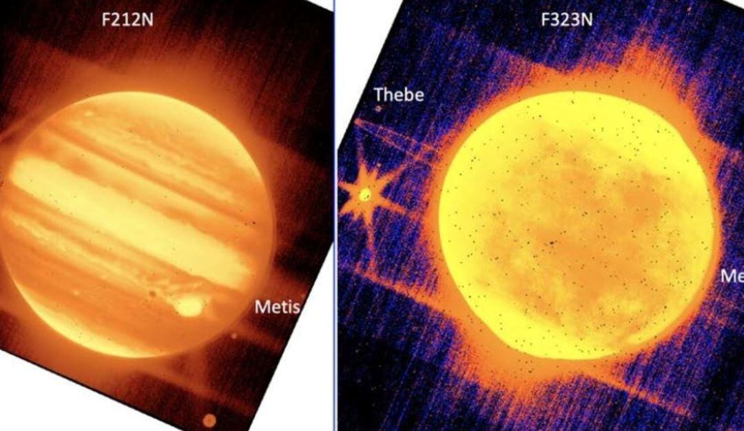 La imágenes fueron tomada por la cámara de infrarrojo cercano utiliza filtros especiales para resaltar longitudes de onda cortas (izquierda) y longitudes de onda largas (derecha).
