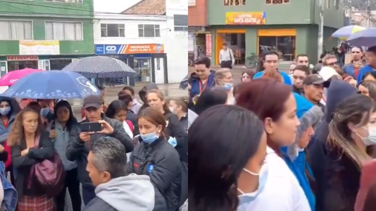 Funcionarios de la Subred Centro Oriente hicieron plantón  en el Hospital Santa Clara // Foto: captura pantalla video Twitter @ultimahoracol