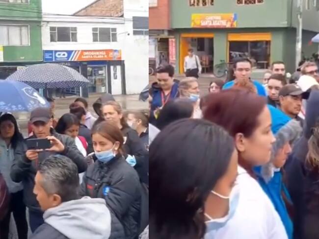 Funcionarios de la Subred Centro Oriente hicieron plantón en el Hospital Santa Clara // Foto: captura pantalla video Twitter @ultimahoracol