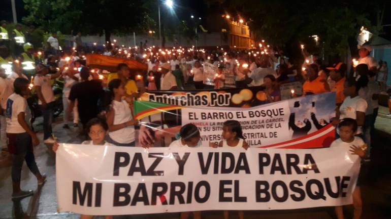 Marcha barrio el Bosque de Barranquilla.