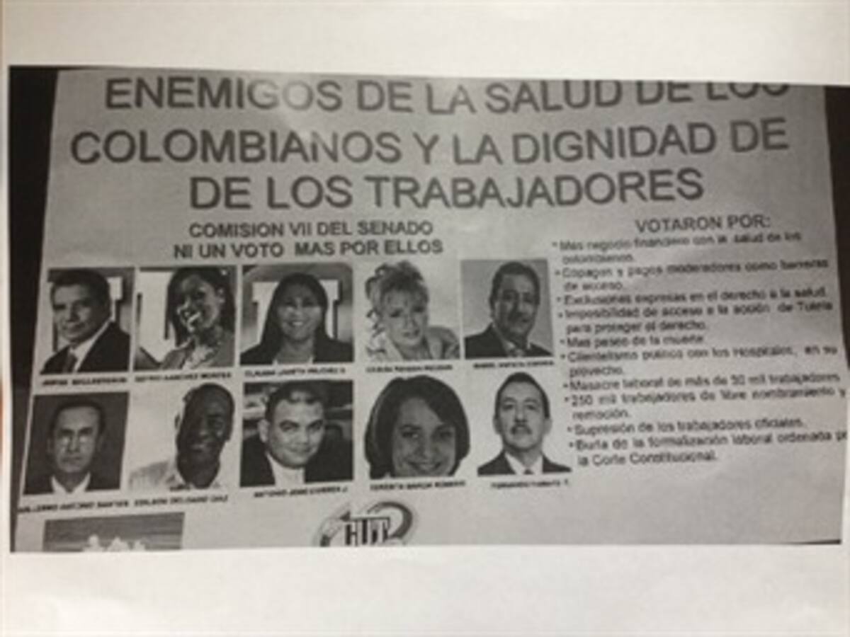 Congreso, molesto por panfleto que señala parlamentarios como enemigos de la salud