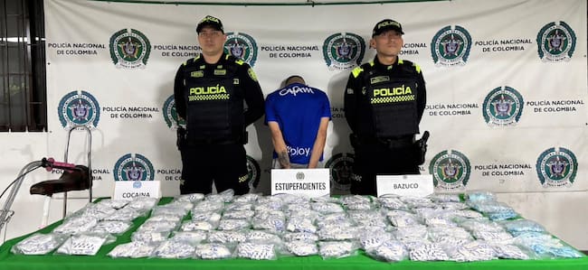 Fue capturado en Bogotá un hombre que transportaba en una bicicleta 5 kilogramos de droga