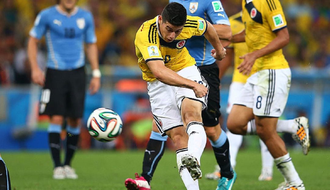 James Rodríguez en el Mundial de Brasil 2014 ante Uruguay
