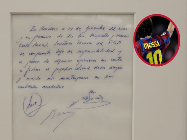 La servilleta en la que se firmó el primer acuerdo entre Messi y Barcelona - Getty Images