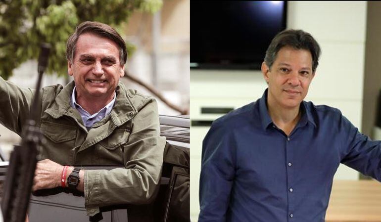 Jair Bolsonaro y Fernando Haddad, este domingo, cuando acudieron a las urnas.
