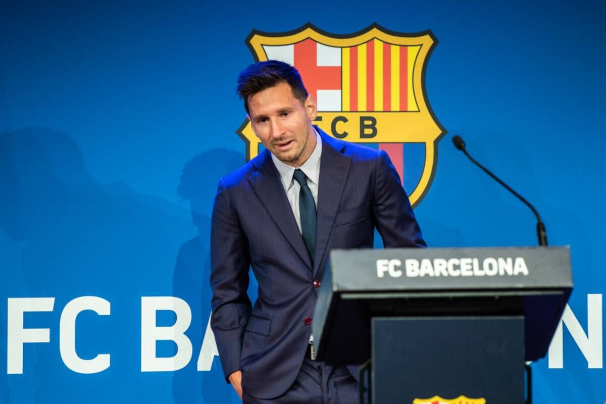 Lionel Messi en su despedida del Barcelona