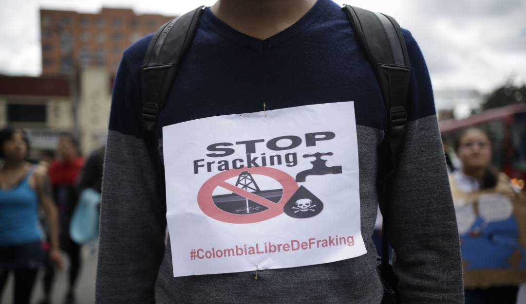 Manifestaciones contra el fracking en Colombia. Foto: Colprensa.