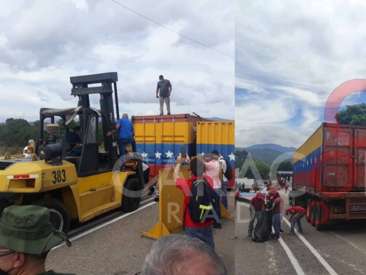 Venezuela retira contenedores que bloqueaban paso en puentes con Colombia