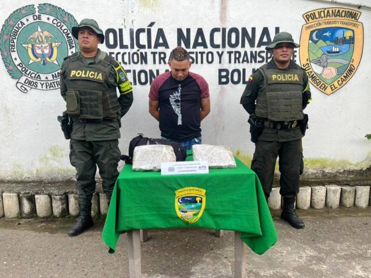 Pasajero de bus intermunicipal transportaba más de un kilo de marihuana
