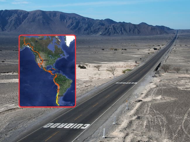 Carretera panamericana en sur de América / Mapa de la carretera panamericana en todo el continente americano (Getty Images/ Google Maps)