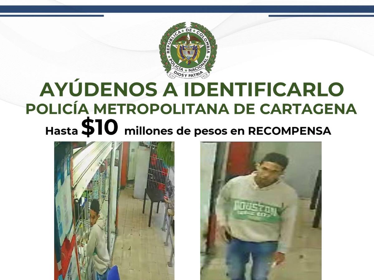 Ofrecen recompensa por información de sicario que asesinó a Policía cerca de un CAI en Cartagena