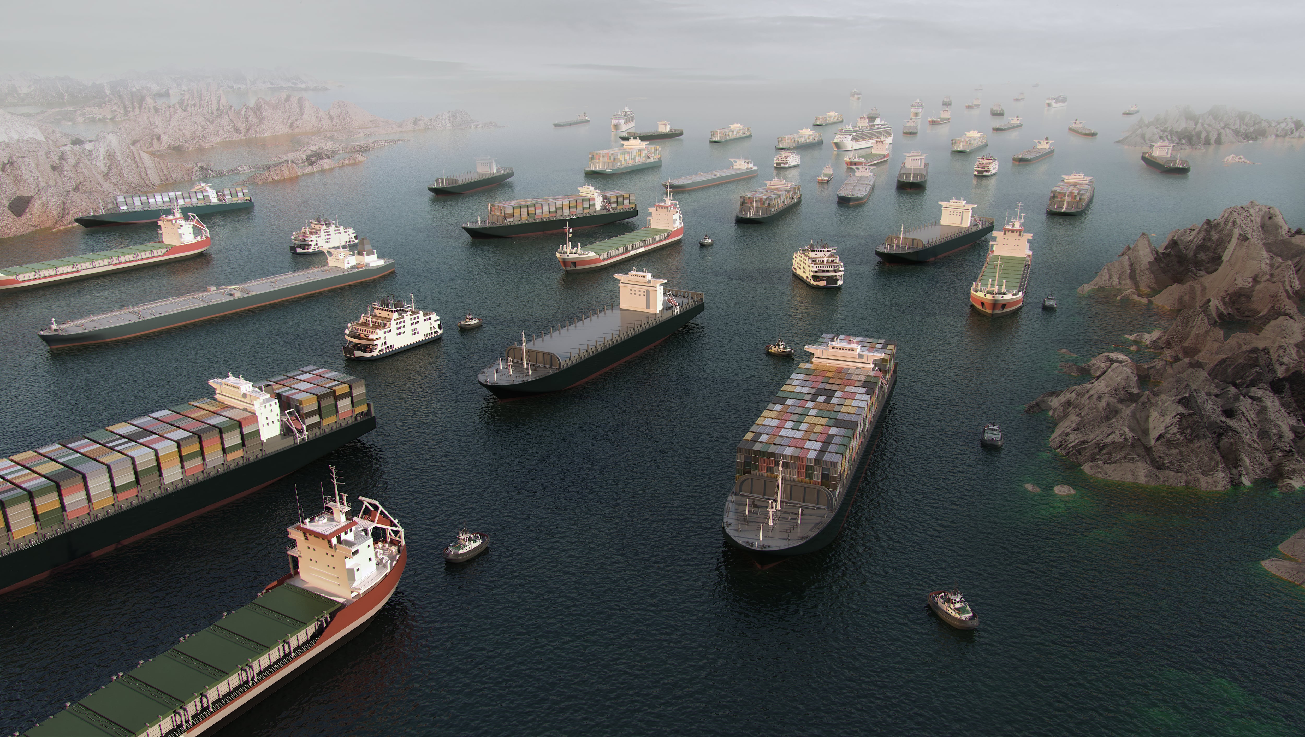 Cargo vessels congestion blocking maritime traffic in the Strait of Hormuz. Imagen tomada de Getty Imagenes