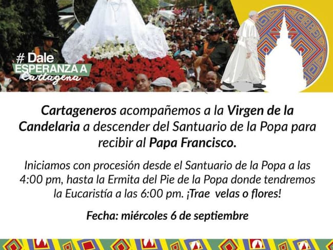 La Virgen de la Candelaria, Patrona de Cartagena, presente en misa campal del papa Francisco