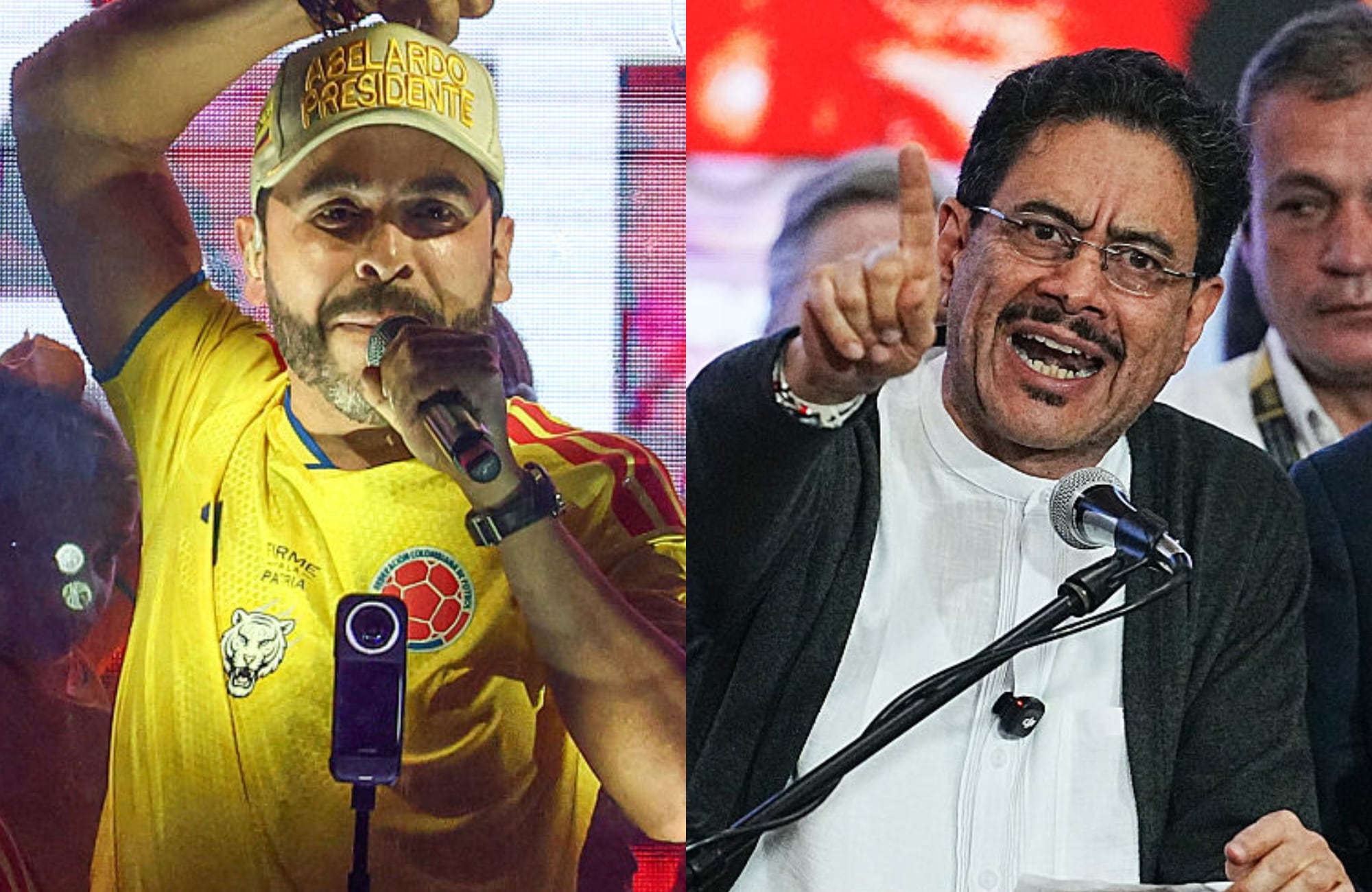 Abelardo de la Espriella e Iván Cepeda. Fotos: (Photo by Lucas Aguayo Araos/Anadolu via Getty Images) / (Photo by Andres Rot/Getty Images)