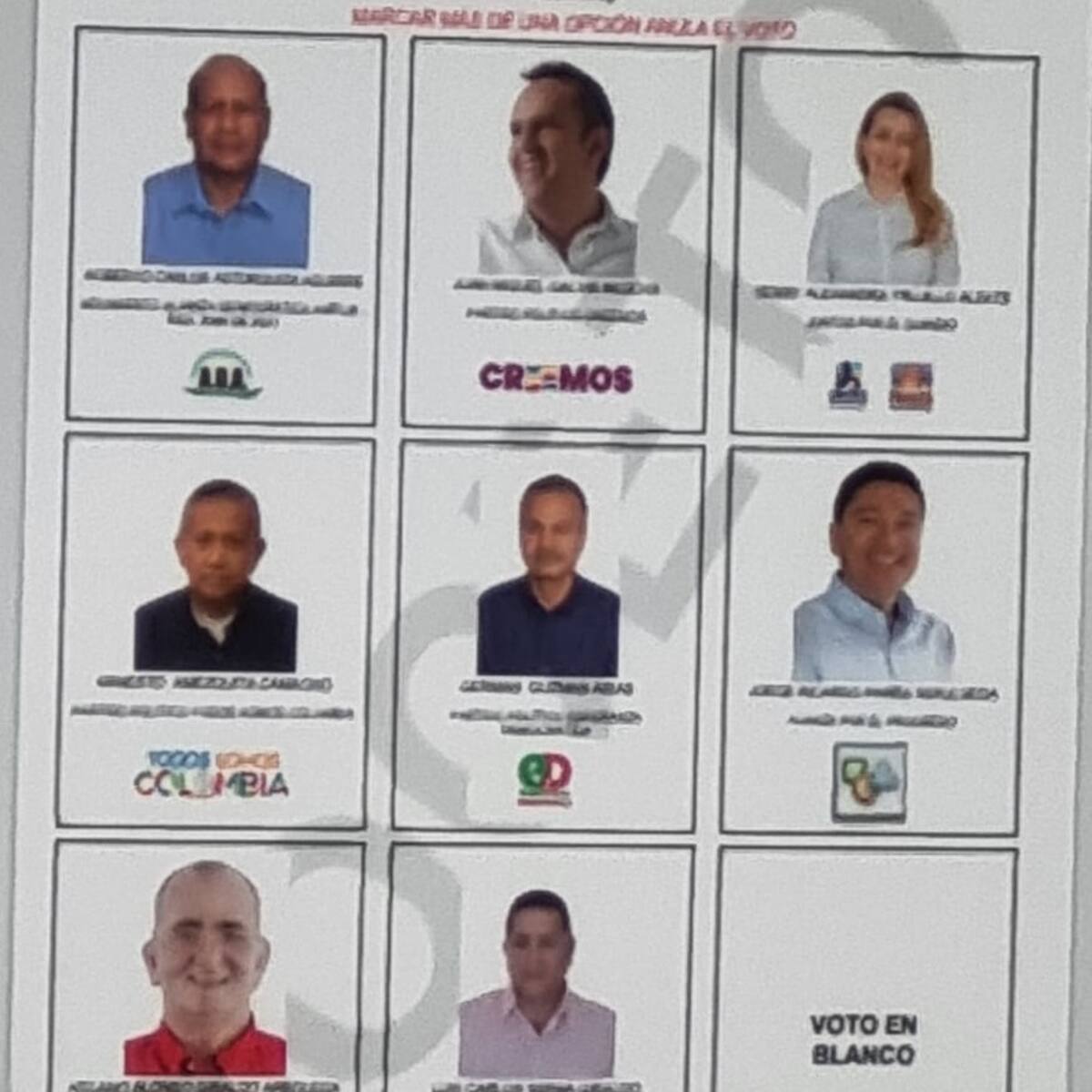 Listo el tarjetón con las posiciones de los candidatos a la gobernación del Quindío