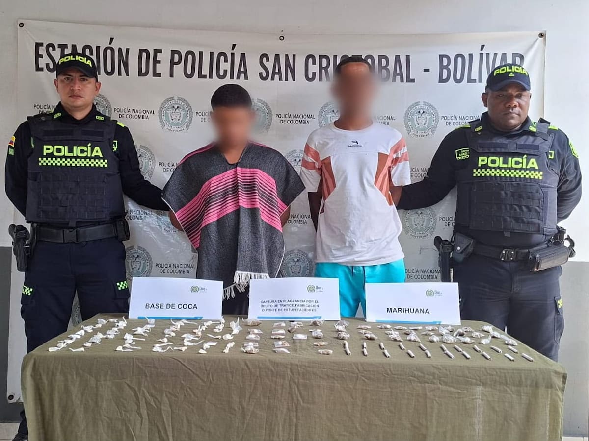 Capturados ‘El Toye’ y ‘El Farid’ con marihuana y base de coca en la vía San Cristóbal- Soplaviento