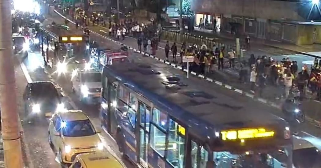 Manifestación en carrera Séptima con destino a la Plaza de Bolívar: cómo está la movilidad en Bogotá