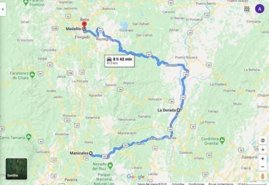 Ruta alterna Medellín – La Dorada – Manizales