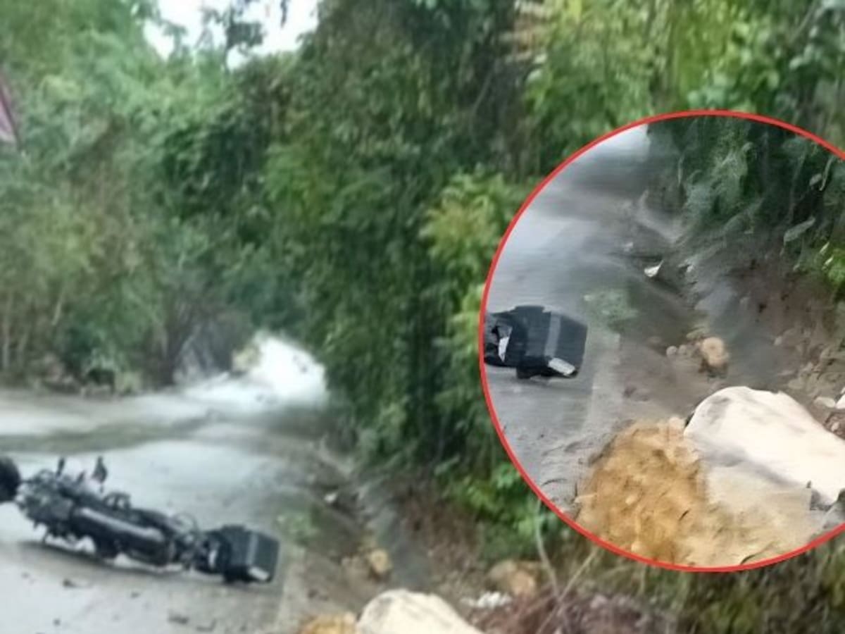 Deslizamiento de rocas en vía de Santander deja un muerto y un menor herido