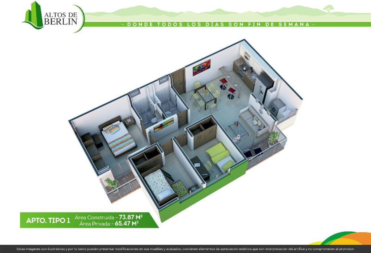 A menos de 600 metros de la glorieta de Mirolindo a la salida de Ibagué, se encuentra este proyecto de 4 torres de 16 pisos, con apartamentos de 89.2 y 73.87 mts2, una torre de parqueaderos, parques para niños, piscina semi olímpica, piscina para niños, jacuzzi, cancha futbol cinco, cancha múltiple, senderos ecológicos, entre otras comodidades.