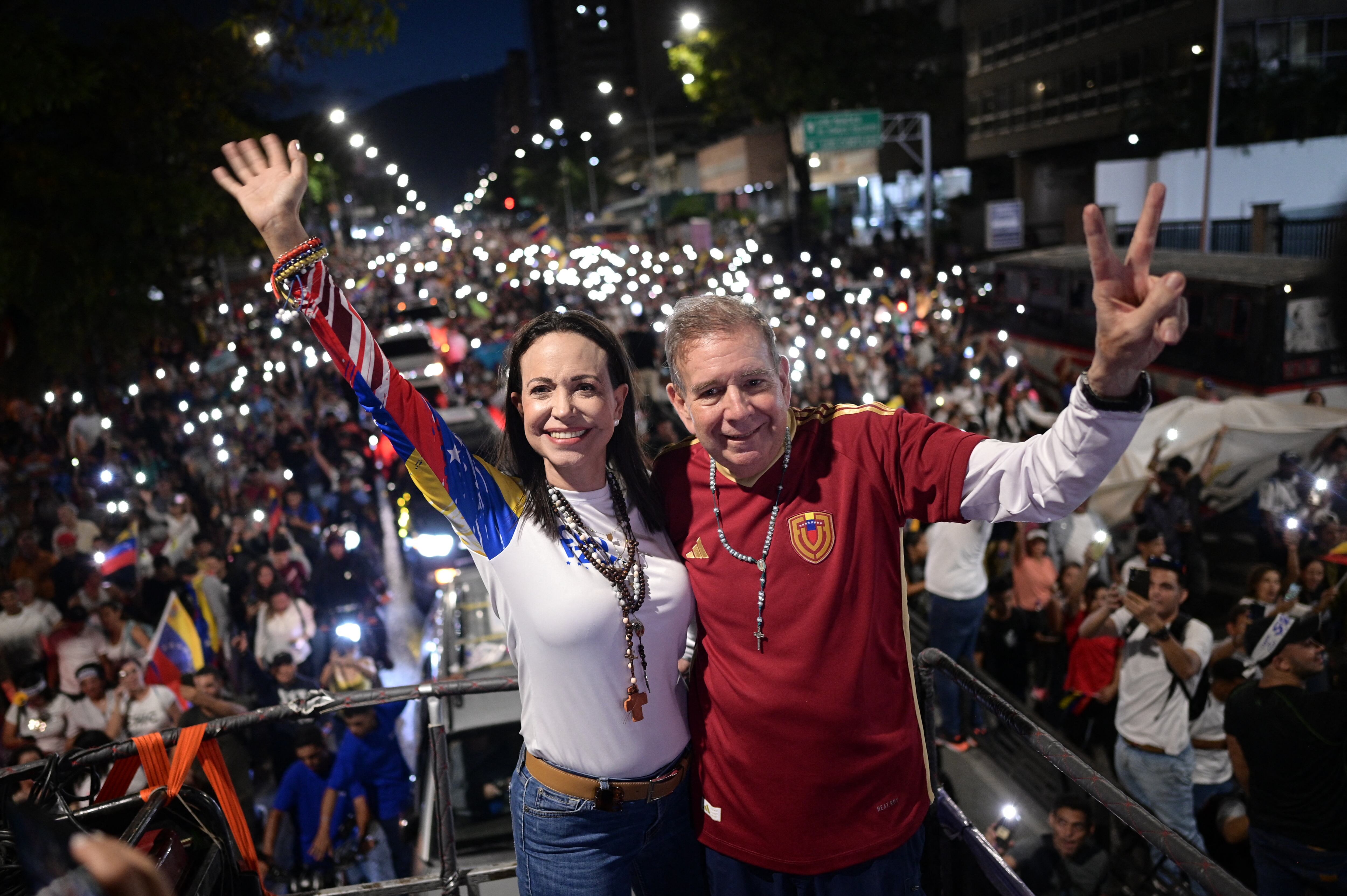 Maria Corina Machado y Edmundo González (Photo by Gabriela ORAA / AFP) (Photo by GABRIELA ORAA/AFP via Getty Images)