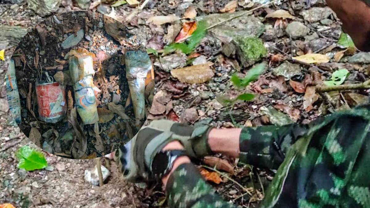 En Ituango, el Ejército ubicó un sitio donde las disidencias almacenaban 35 artefactos explosivos