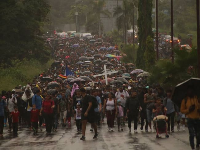 Caravana de 15.000 migrantes en camino del sur de México hacia Estados Unidos.                   Foto: Getty 